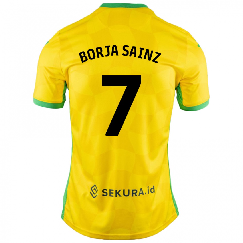 Uomo Maglia Borja Sainz #7 Giallo Verde Kit Gara Home 2024/25 Maglietta