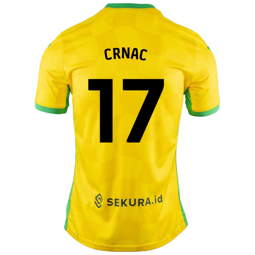 Uomo Maglia Ante Crnac #17 Giallo Verde Kit Gara Home 2024/25 Maglietta