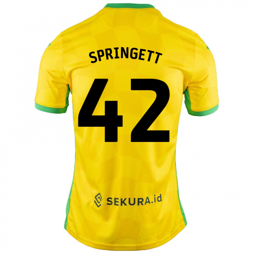 Uomo Maglia Tony Springett #42 Giallo Verde Kit Gara Home 2024/25 Maglietta