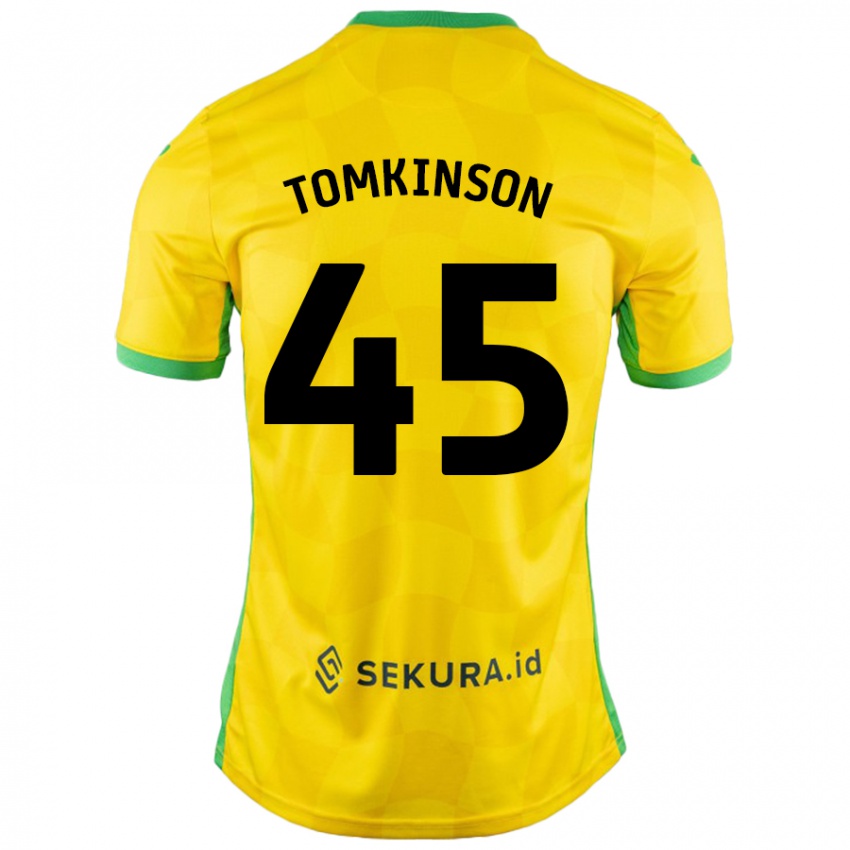 Uomo Maglia Jonathan Tomkinson #45 Giallo Verde Kit Gara Home 2024/25 Maglietta