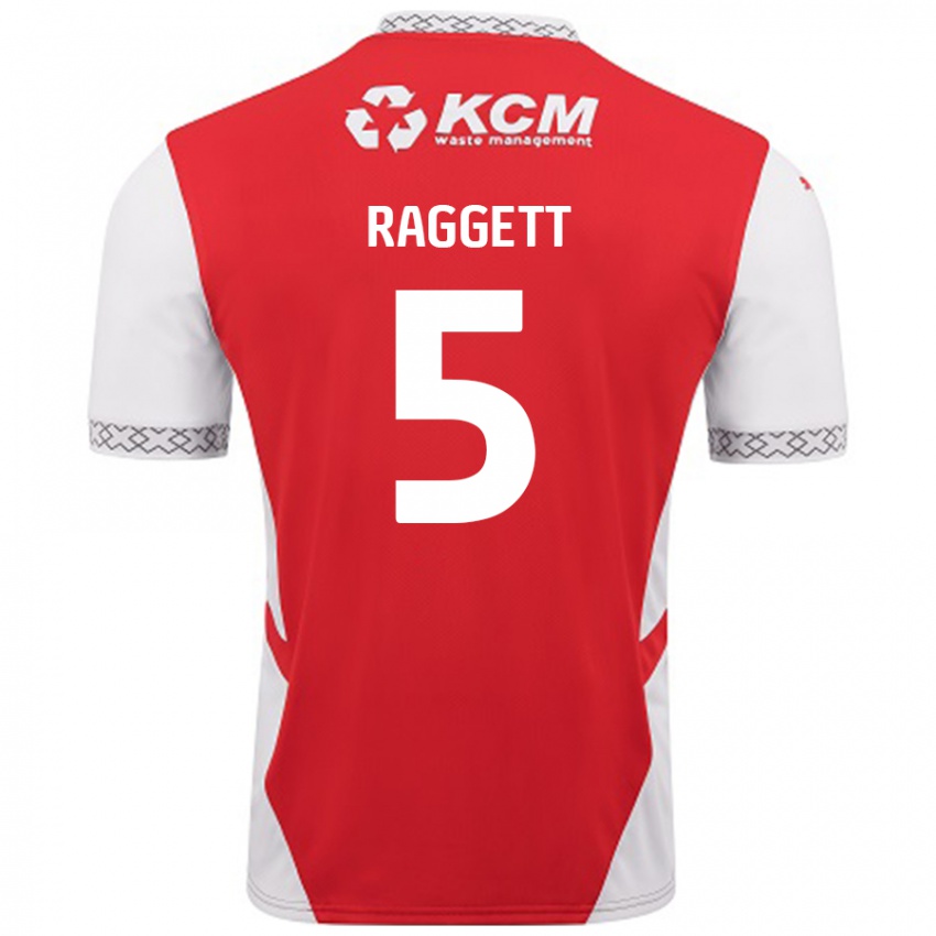 Uomo Maglia Sean Raggett #5 Rosso Bianco Kit Gara Home 2024/25 Maglietta