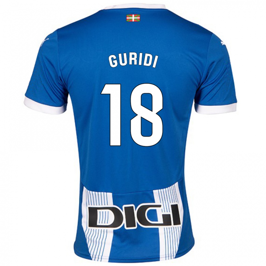 Uomo Maglia Jon Guridi #18 Blu Kit Gara Home 2024/25 Maglietta