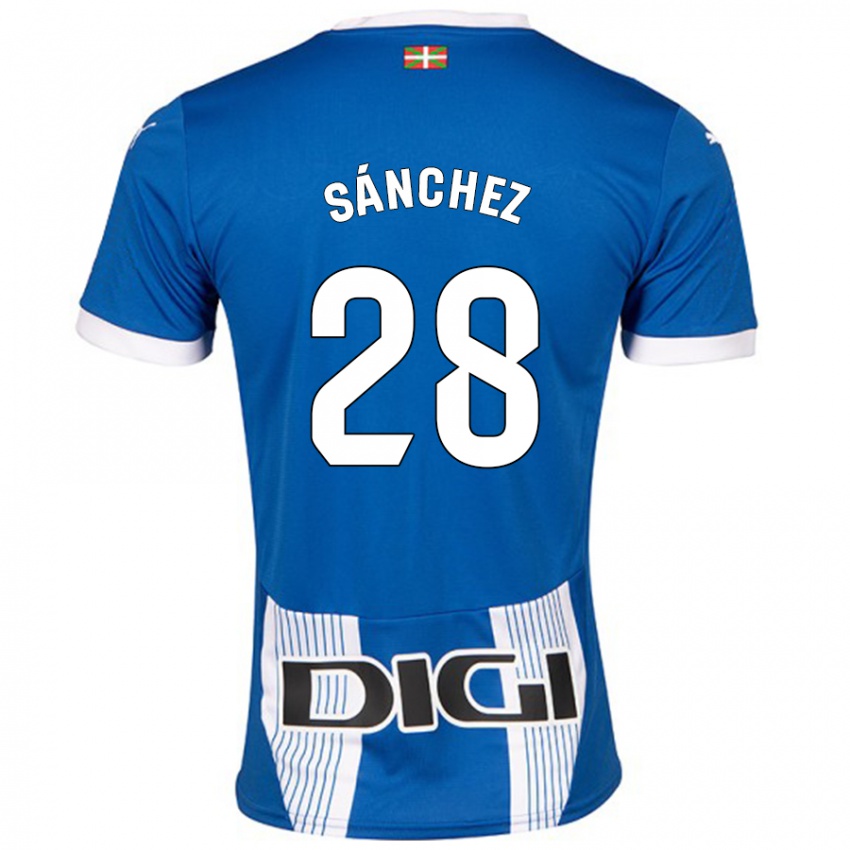 Uomo Maglia Ander Sánchez #28 Blu Kit Gara Home 2024/25 Maglietta