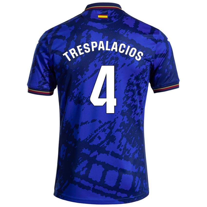 Uomo Maglia Adrián Trespalacios #4 Blu Più Scuro Kit Gara Home 2024/25 Maglietta