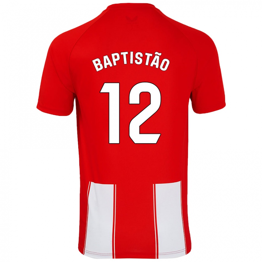 Uomo Maglia Léo Baptistão #12 Rosso Bianco Kit Gara Home 2024/25 Maglietta