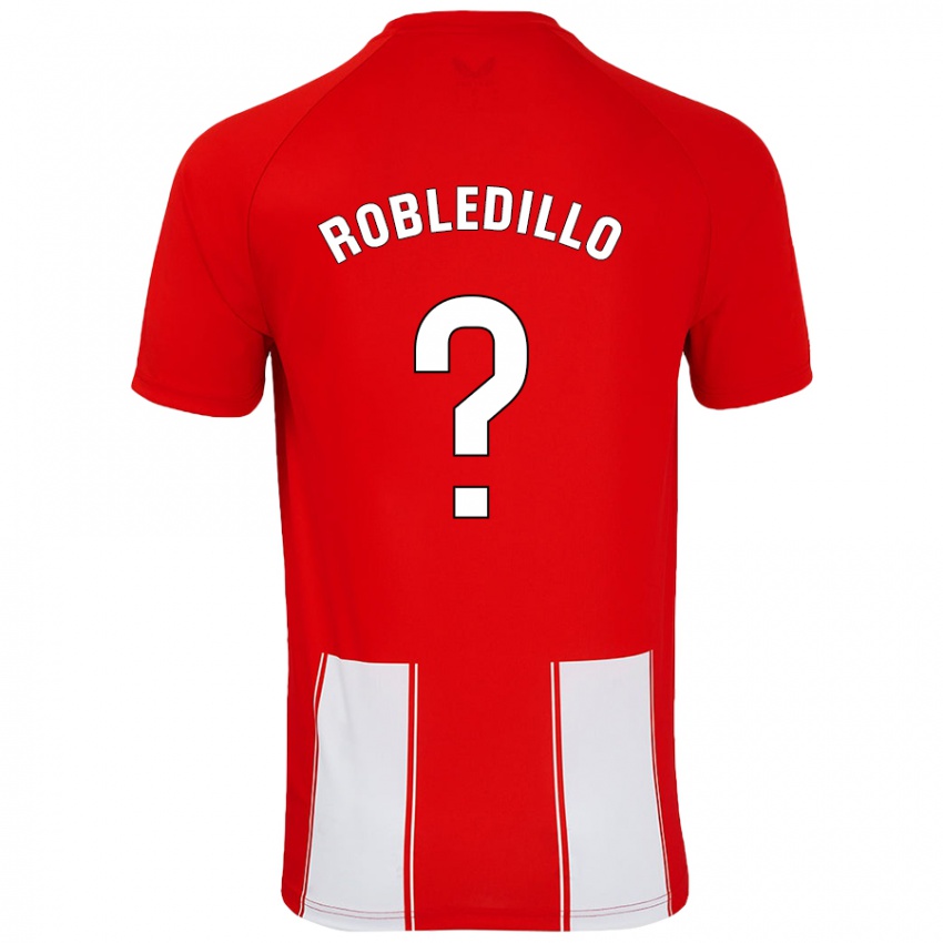 Uomo Maglia Pedro Robledillo #0 Rosso Bianco Kit Gara Home 2024/25 Maglietta