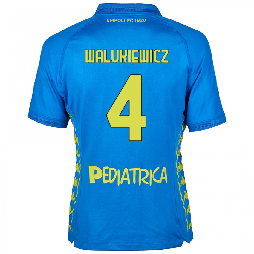 Uomo Maglia Sebastian Walukiewicz #4 Blu Kit Gara Home 2024/25 Maglietta