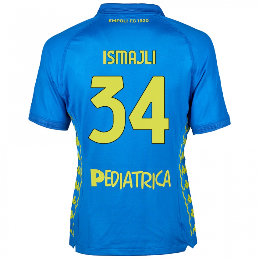 Uomo Maglia Ardian Ismajli #34 Blu Kit Gara Home 2024/25 Maglietta