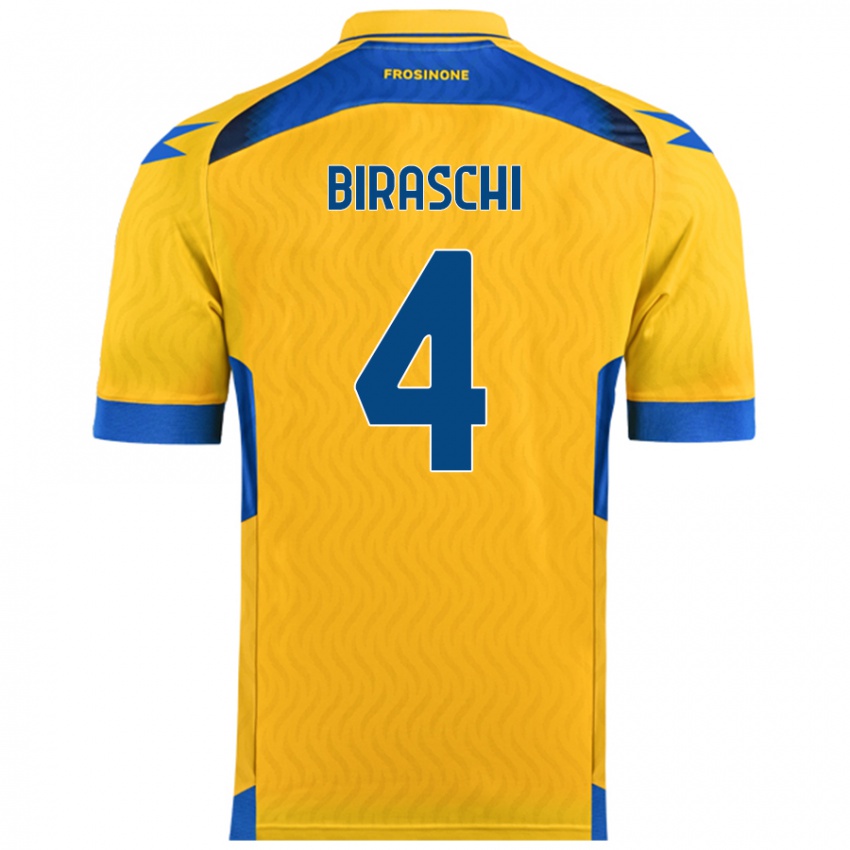 Uomo Maglia Davide Biraschi #4 Giallo Kit Gara Home 2024/25 Maglietta