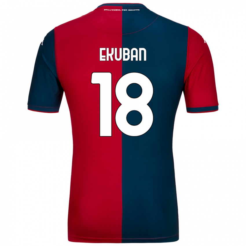 Uomo Maglia Caleb Ekuban #18 Rosso Blu Scuro Kit Gara Home 2024/25 Maglietta