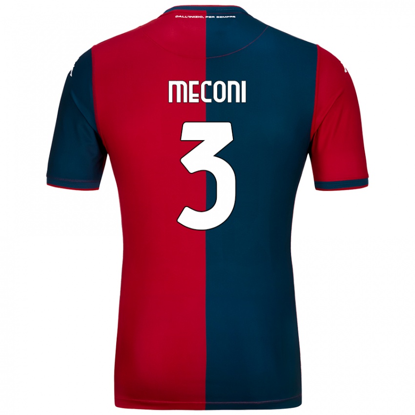 Uomo Maglia Edoardo Meconi #3 Rosso Blu Scuro Kit Gara Home 2024/25 Maglietta