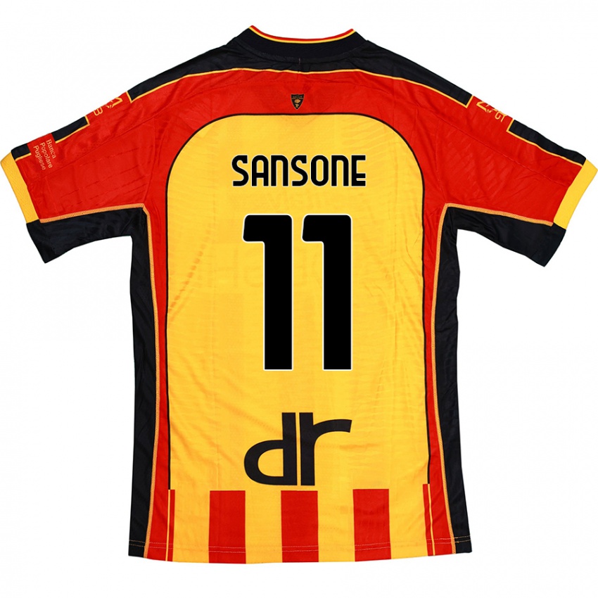 Uomo Maglia Nicola Sansone #11 Giallo Rosso Kit Gara Home 2024/25 Maglietta