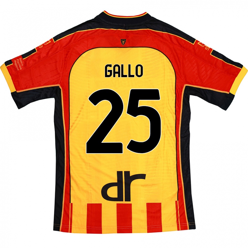 Uomo Maglia Antonino Gallo #25 Giallo Rosso Kit Gara Home 2024/25 Maglietta