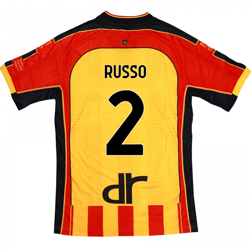 Uomo Maglia Luca Russo #2 Giallo Rosso Kit Gara Home 2024/25 Maglietta