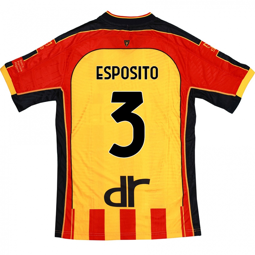 Uomo Maglia Sebastian Esposito #3 Giallo Rosso Kit Gara Home 2024/25 Maglietta