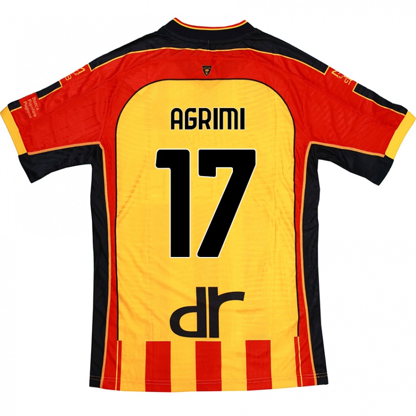 Uomo Maglia Matteo Agrimi #17 Giallo Rosso Kit Gara Home 2024/25 Maglietta