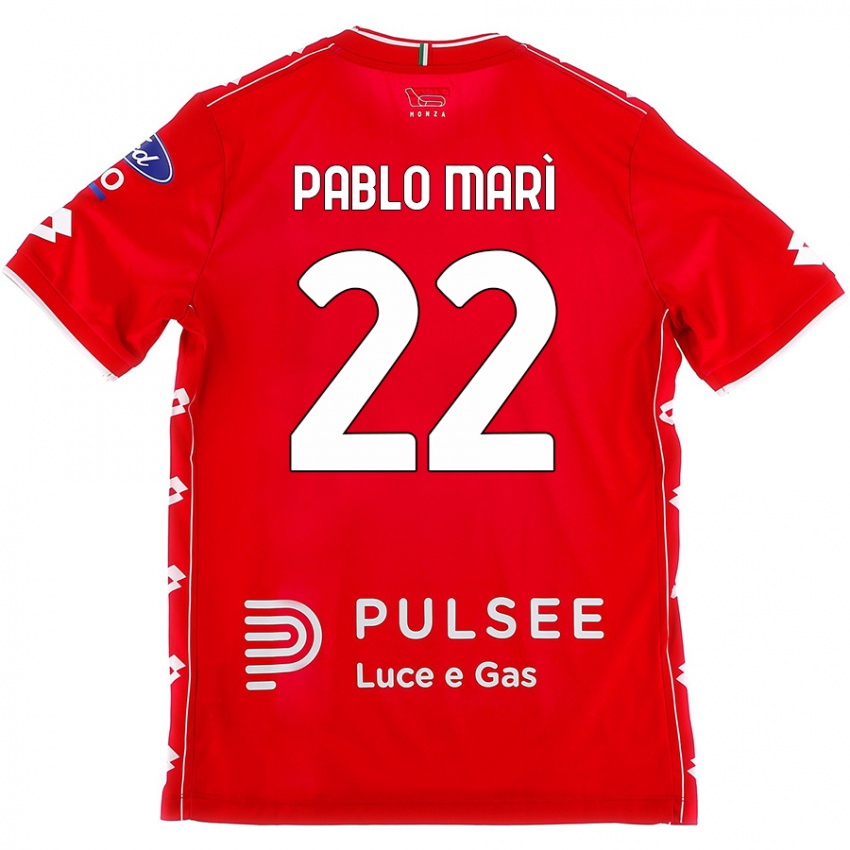 Uomo Maglia Pablo Marí #22 Rosso Bianco Kit Gara Home 2024/25 Maglietta