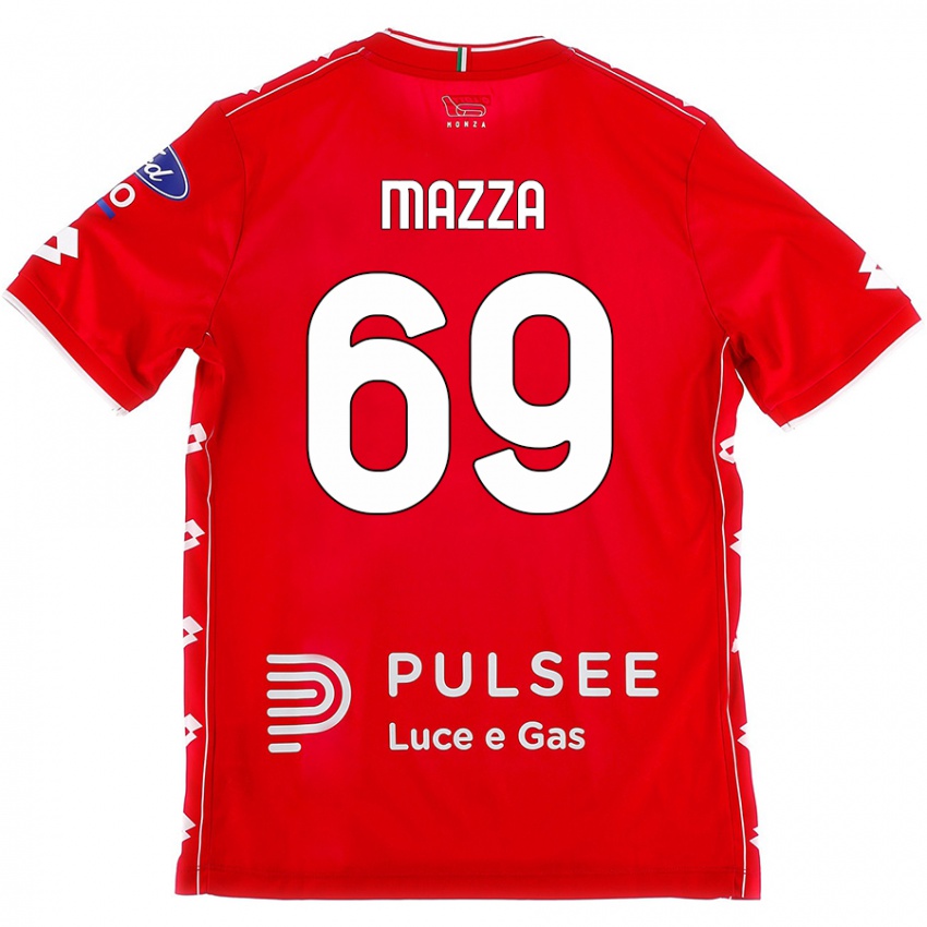 Uomo Maglia Andrea Mazza #69 Rosso Bianco Kit Gara Home 2024/25 Maglietta