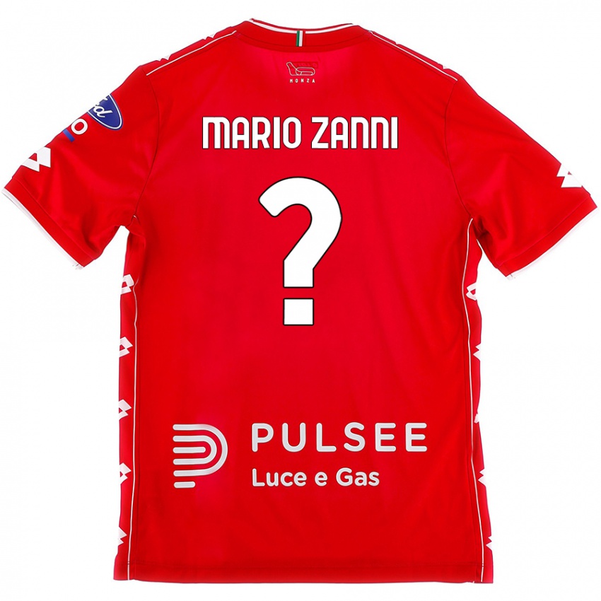 Uomo Maglia Mario Zanni #0 Rosso Bianco Kit Gara Home 2024/25 Maglietta