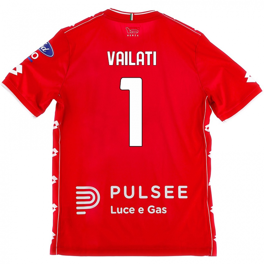 Uomo Maglia Andrea Vailati #1 Rosso Bianco Kit Gara Home 2024/25 Maglietta