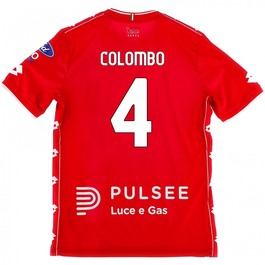 Uomo Maglia Leonardo Colombo #4 Rosso Bianco Kit Gara Home 2024/25 Maglietta