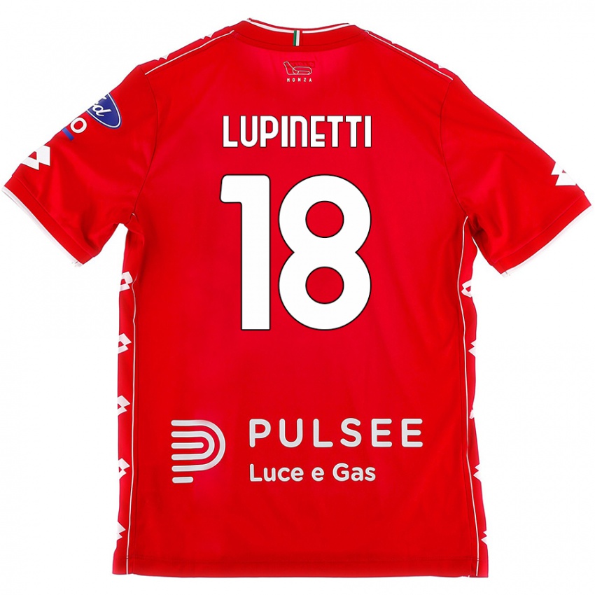 Uomo Maglia Tommaso Lupinetti #18 Rosso Bianco Kit Gara Home 2024/25 Maglietta