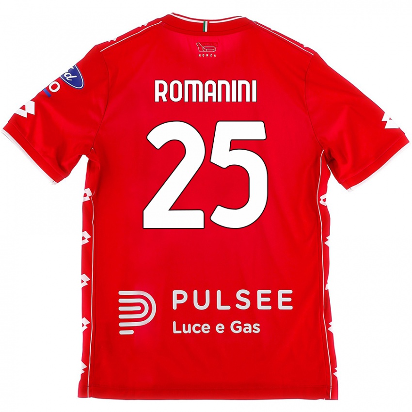 Uomo Maglia Andrea Romanini #25 Rosso Bianco Kit Gara Home 2024/25 Maglietta