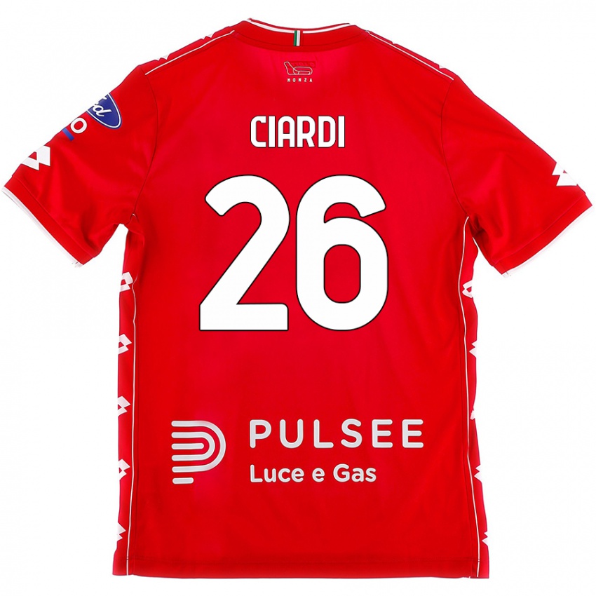 Uomo Maglia Tommaso Ciardi #26 Rosso Bianco Kit Gara Home 2024/25 Maglietta