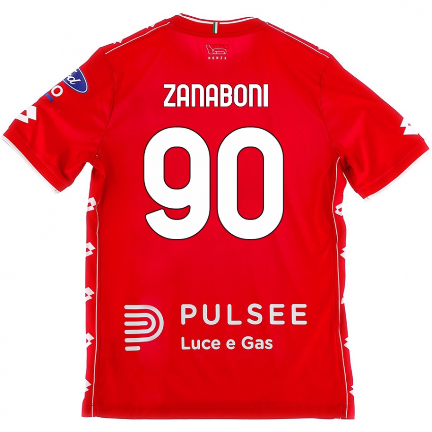 Uomo Maglia Emanuele Zanaboni #90 Rosso Bianco Kit Gara Home 2024/25 Maglietta