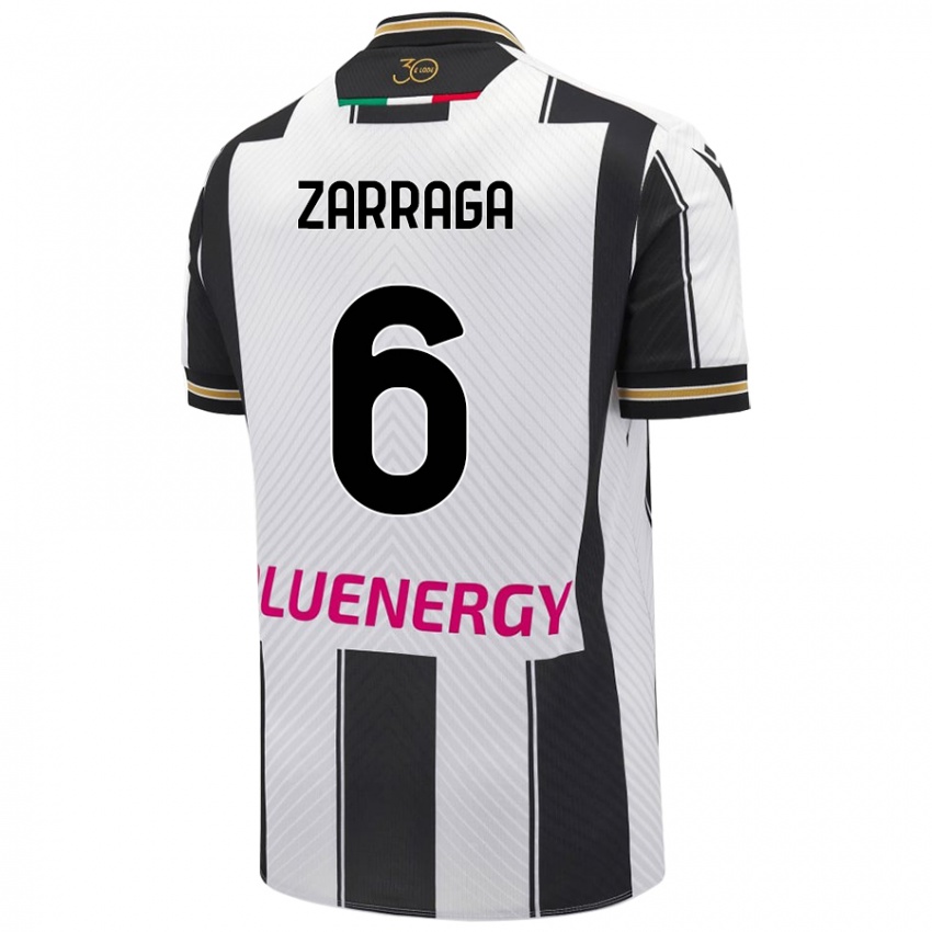 Uomo Maglia Oier Zarraga #6 Bianco Nero Kit Gara Home 2024/25 Maglietta