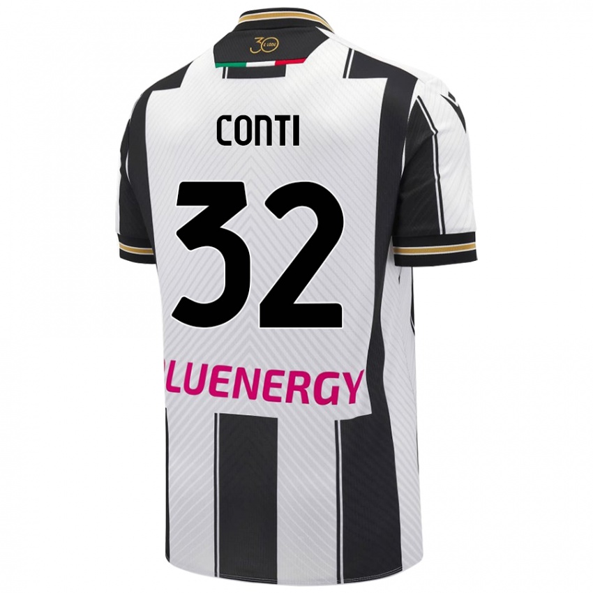 Uomo Maglia Manuel Conti #32 Bianco Nero Kit Gara Home 2024/25 Maglietta