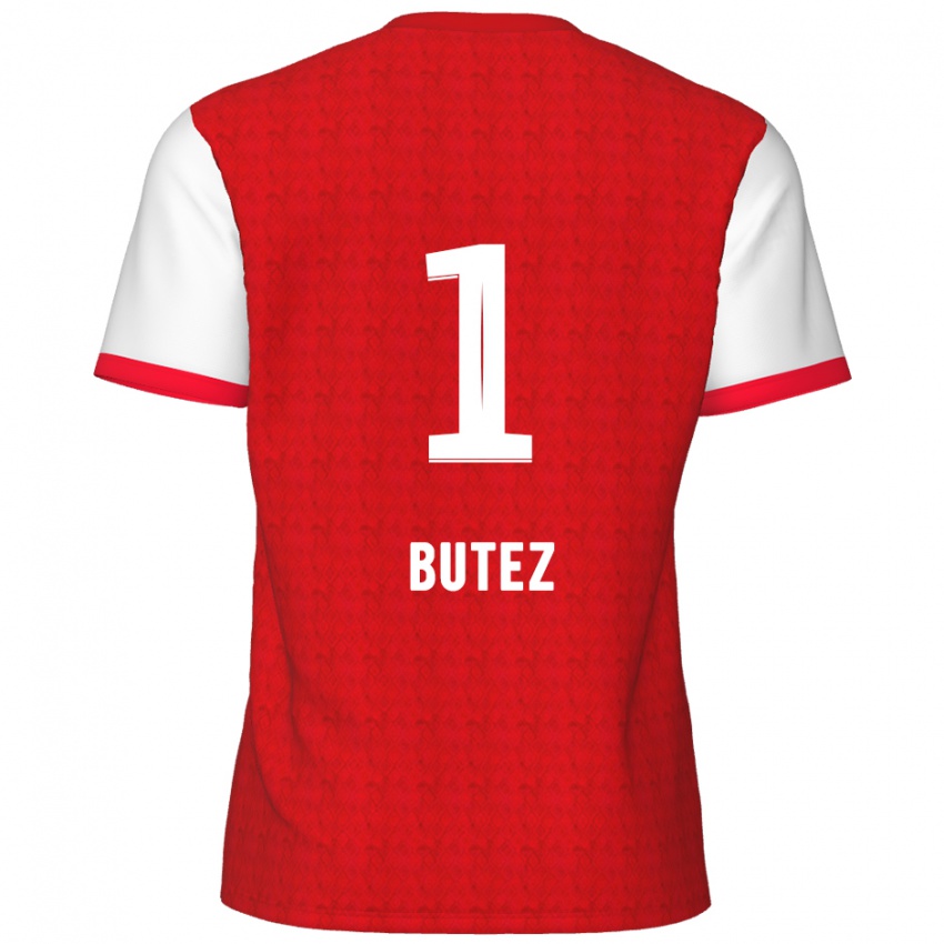 Uomo Maglia Jean Butez #1 Rosso Bianco Kit Gara Home 2024/25 Maglietta