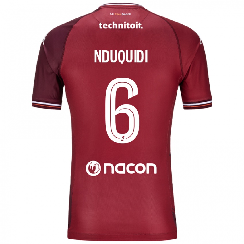 Uomo Maglia Joseph Nduquidi #6 Rosso Granata Kit Gara Home 2024/25 Maglietta