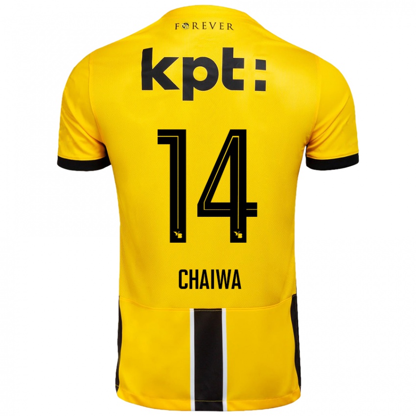 Uomo Maglia Miguel Chaiwa #14 Giallo Nero Kit Gara Home 2024/25 Maglietta