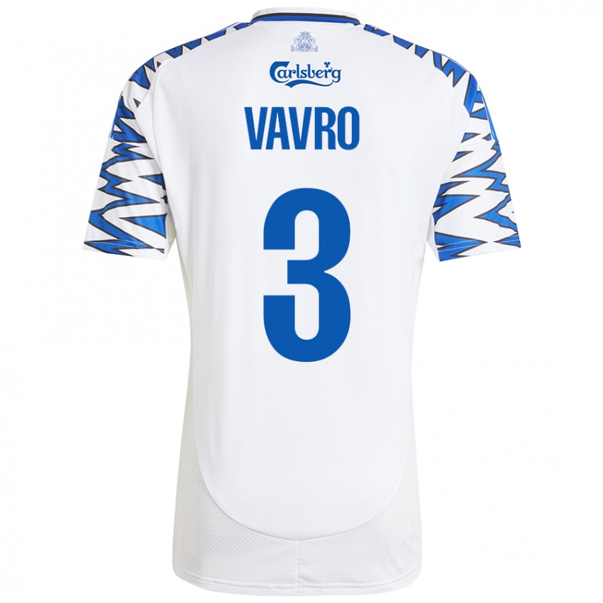 Uomo Maglia Denis Vavro #3 Bianco Azzurro Kit Gara Home 2024/25 Maglietta