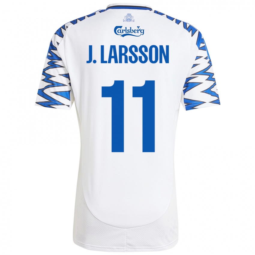 Uomo Maglia Jordan Larsson #11 Bianco Azzurro Kit Gara Home 2024/25 Maglietta