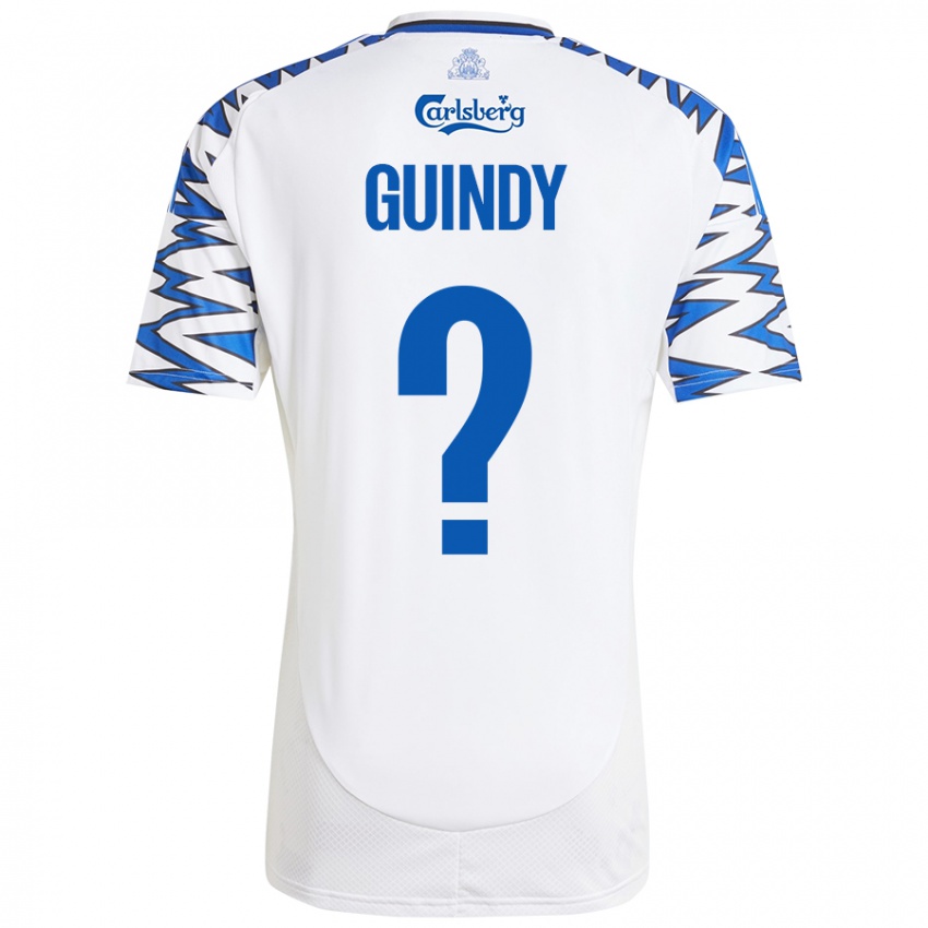 Uomo Maglia Eliot Guindy #0 Bianco Azzurro Kit Gara Home 2024/25 Maglietta