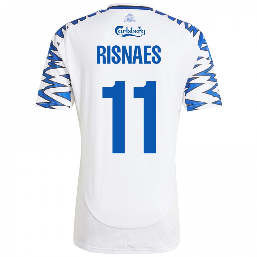 Uomo Maglia Roberto Risnaes #11 Bianco Azzurro Kit Gara Home 2024/25 Maglietta