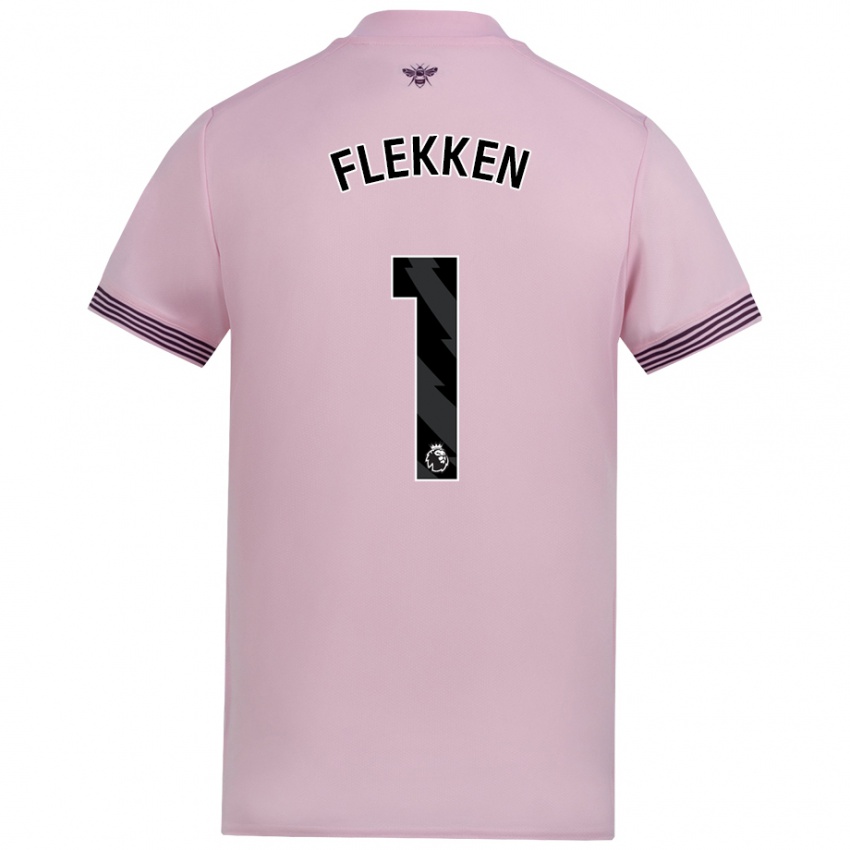 Uomo Maglia Mark Flekken #1 Rosa Kit Gara Away 2024/25 Maglietta