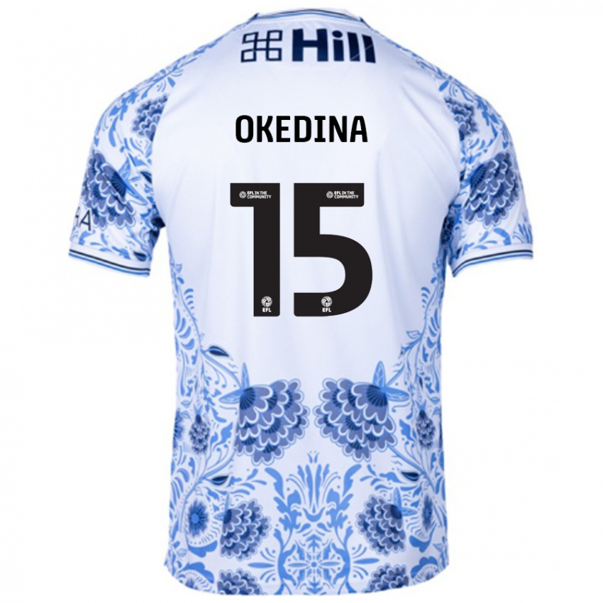 Uomo Maglia Jubril Okedina #15 Bianco Blu Kit Gara Away 2024/25 Maglietta