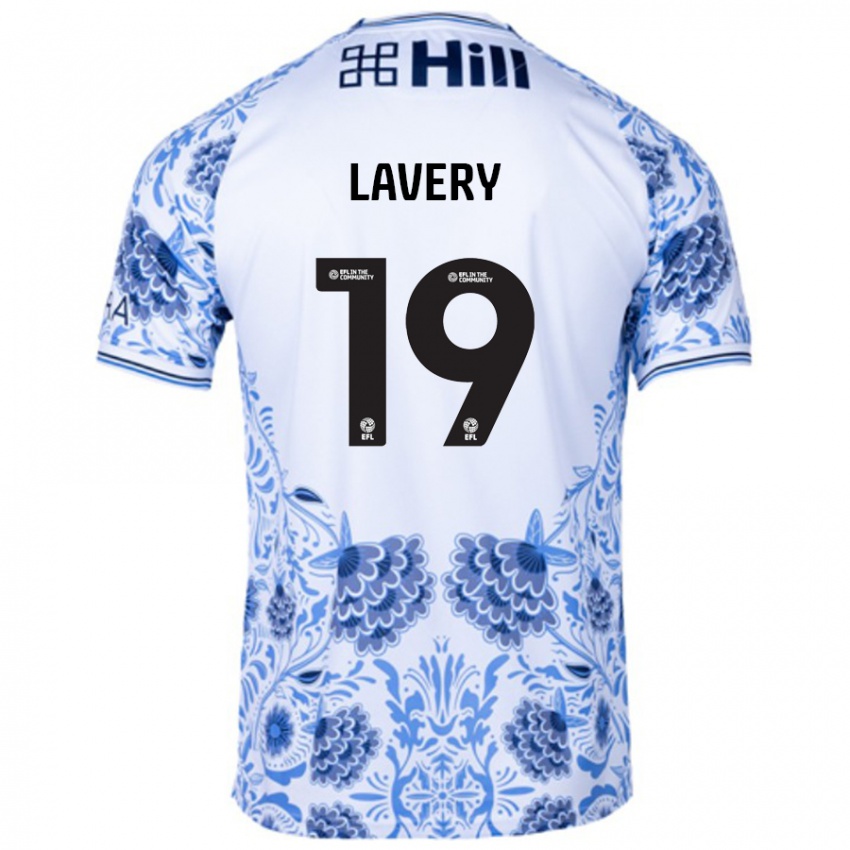 Uomo Maglia Shayne Lavery #19 Bianco Blu Kit Gara Away 2024/25 Maglietta