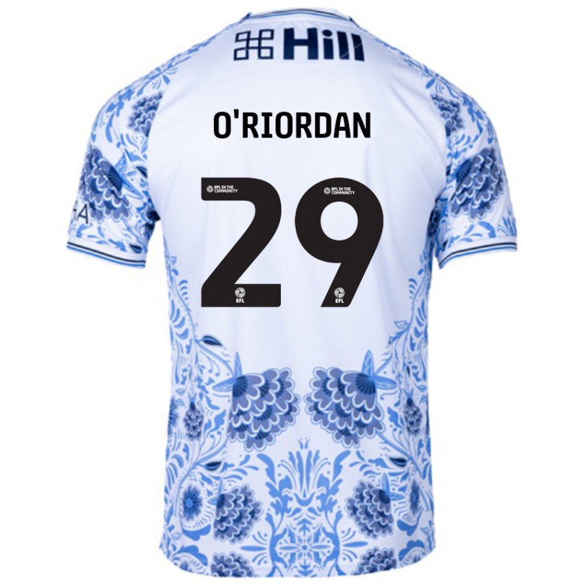 Uomo Maglia Connor O'riordan #29 Bianco Blu Kit Gara Away 2024/25 Maglietta