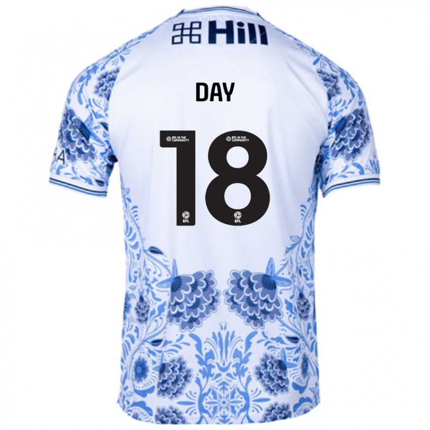 Uomo Maglia Niamh Day #18 Bianco Blu Kit Gara Away 2024/25 Maglietta