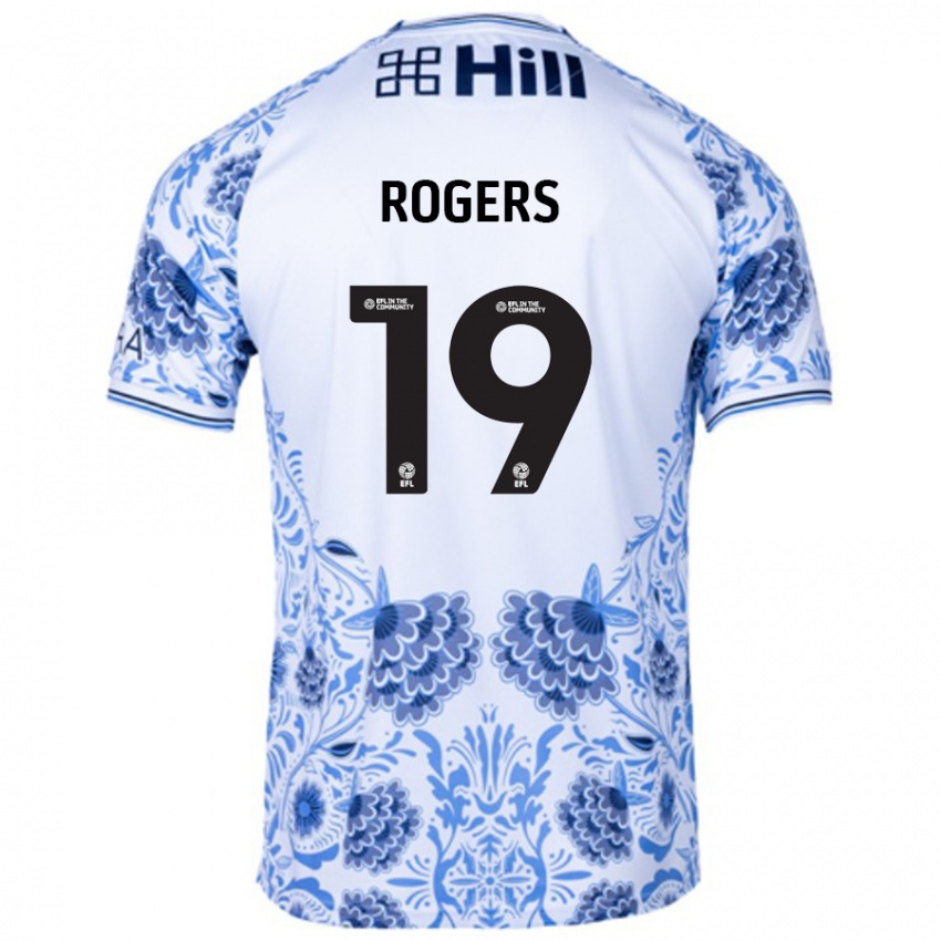 Uomo Maglia Beatrice Rogers #19 Bianco Blu Kit Gara Away 2024/25 Maglietta