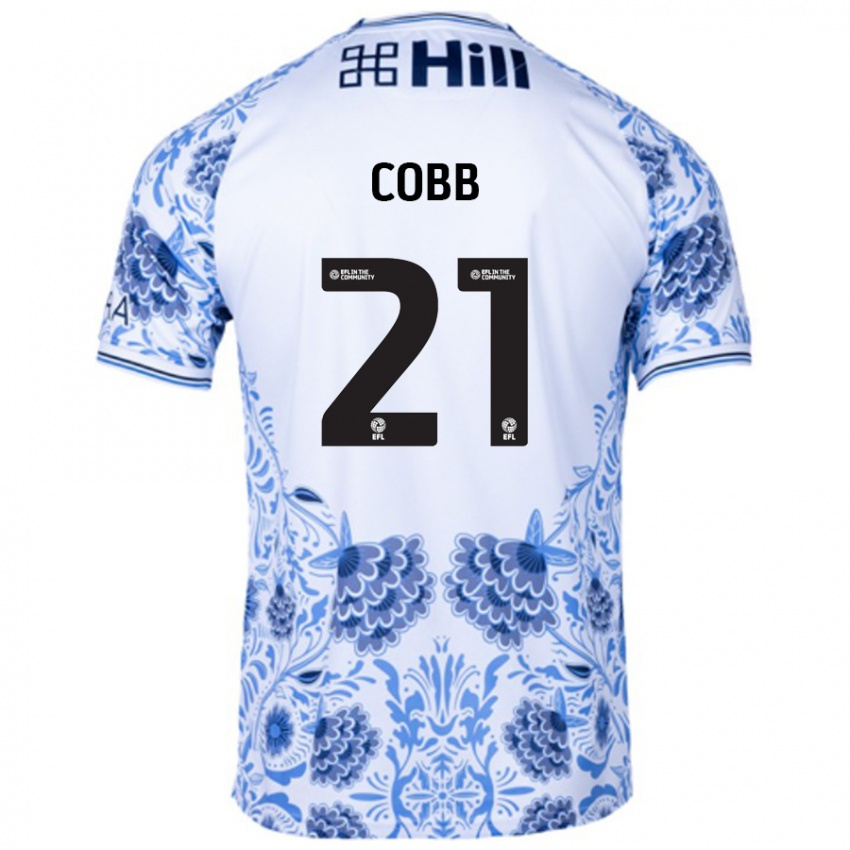 Uomo Maglia Serena Cobb #21 Bianco Blu Kit Gara Away 2024/25 Maglietta