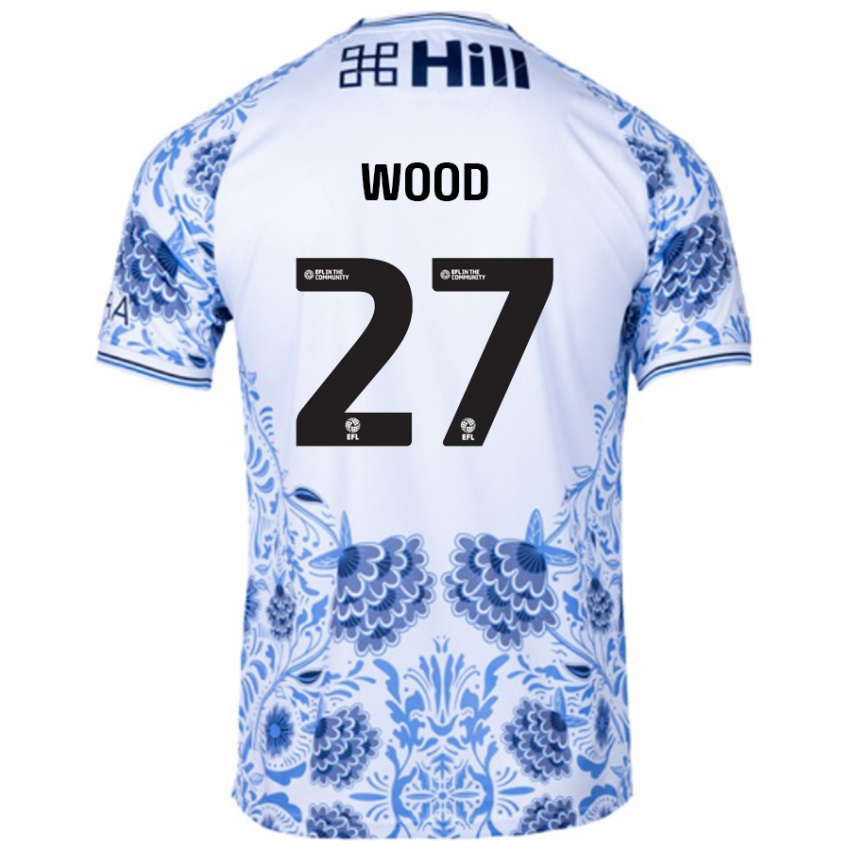 Uomo Maglia Zoe Wood #27 Bianco Blu Kit Gara Away 2024/25 Maglietta