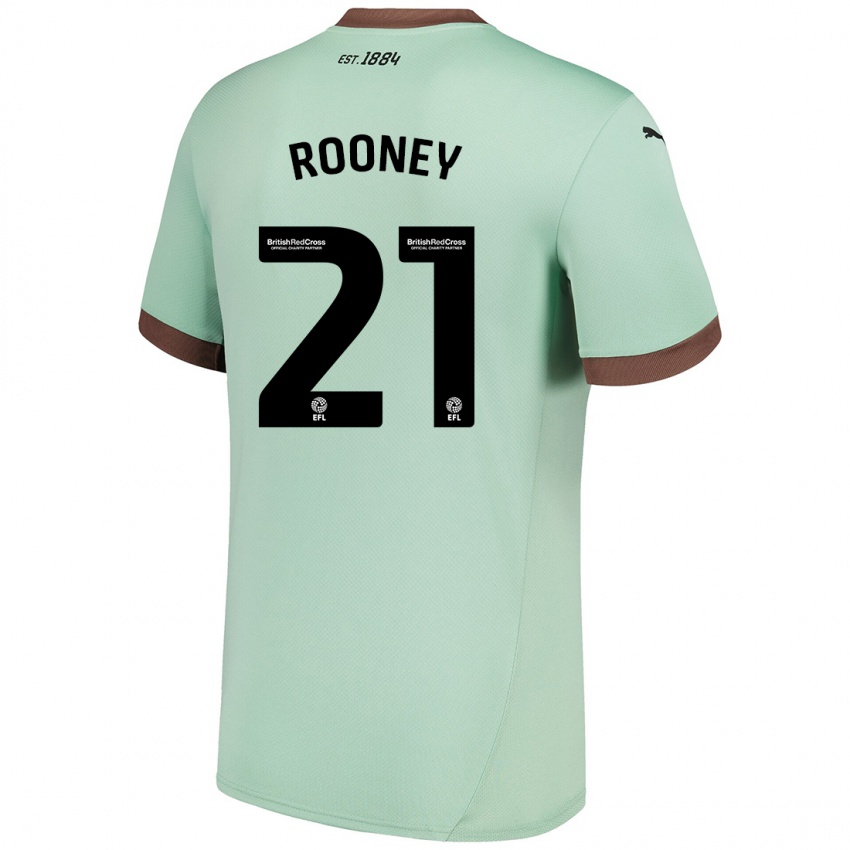 Uomo Maglia Jake Rooney #21 Verde Pallido Kit Gara Away 2024/25 Maglietta