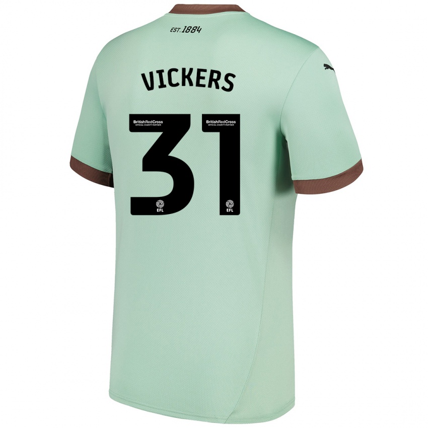 Uomo Maglia Josh Vickers #31 Verde Pallido Kit Gara Away 2024/25 Maglietta