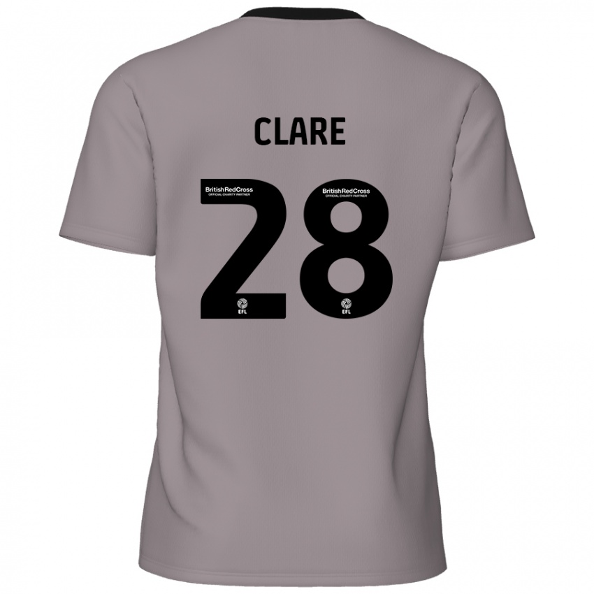 Uomo Maglia Sean Clare #28 Grigio Kit Gara Away 2024/25 Maglietta