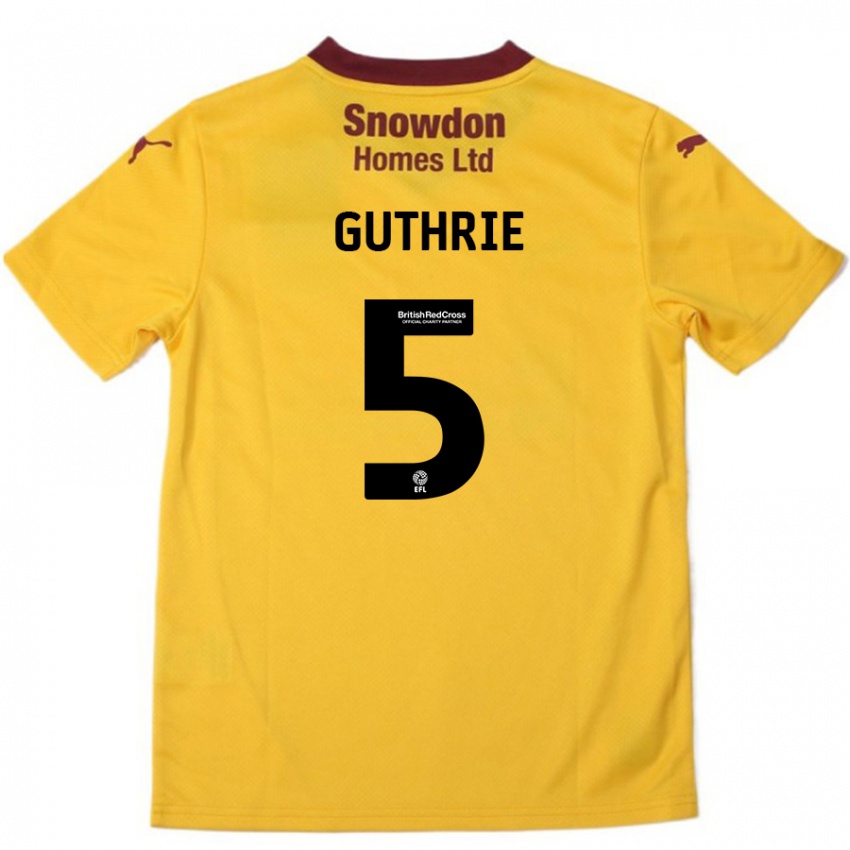 Uomo Maglia Jon Guthrie #5 Arancione Borgogna Kit Gara Away 2024/25 Maglietta